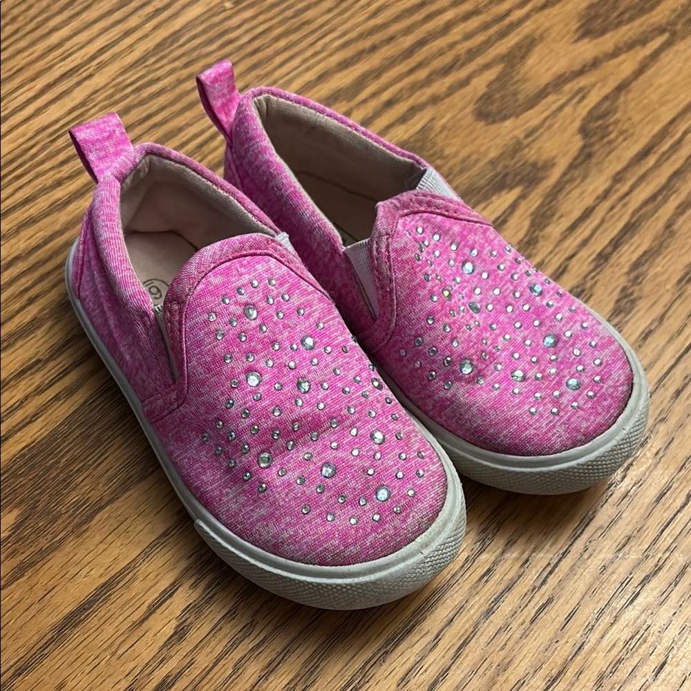 Sparkly Pink Kids Slip-On Shoes